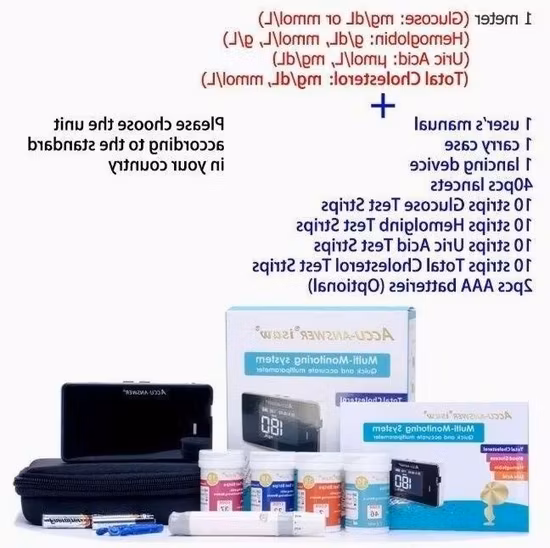 Sistema di monitoraggio multi-colesterolo, emoglobina, acido urico, zucchero nel sangue